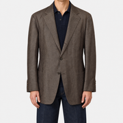 On-model | Brown Blazer Linen Cotton