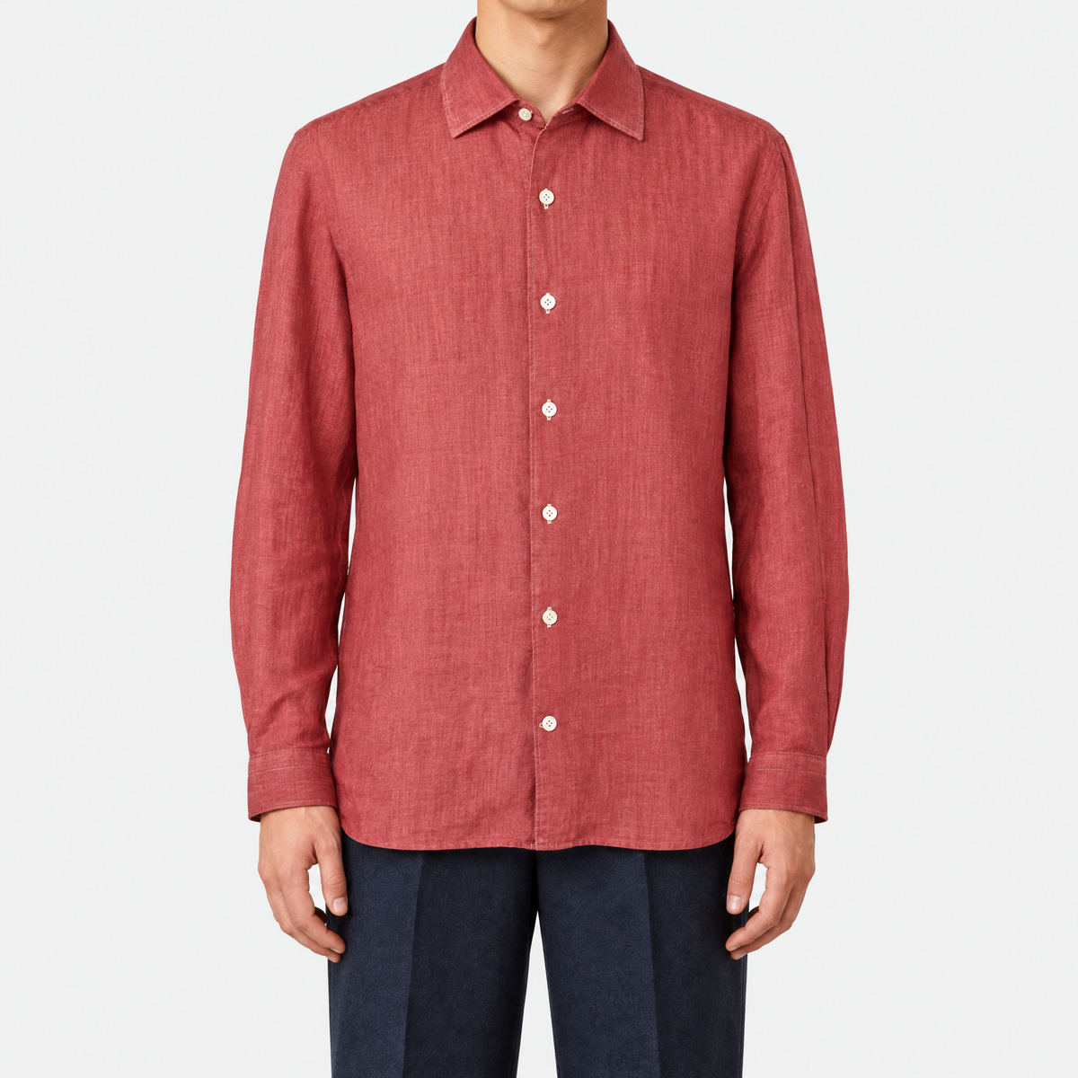Coral Red Linen Shirt