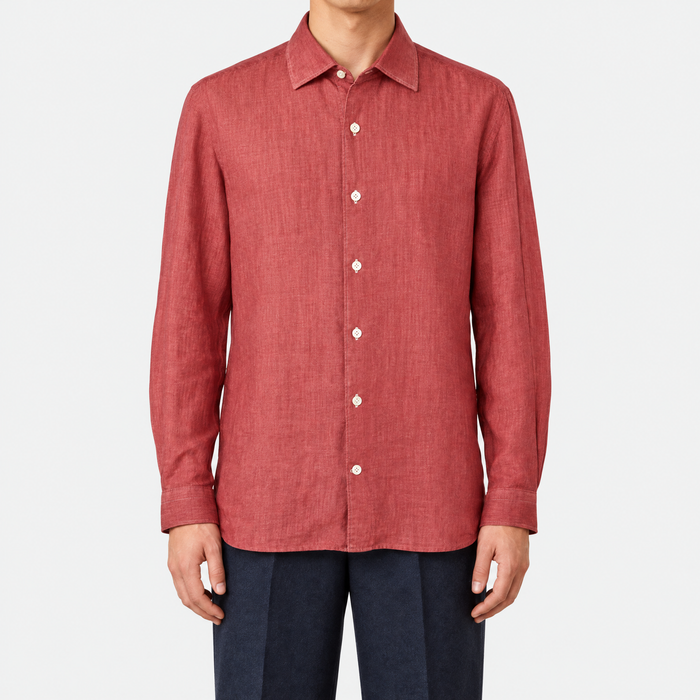 Coral Red Linen Shirt