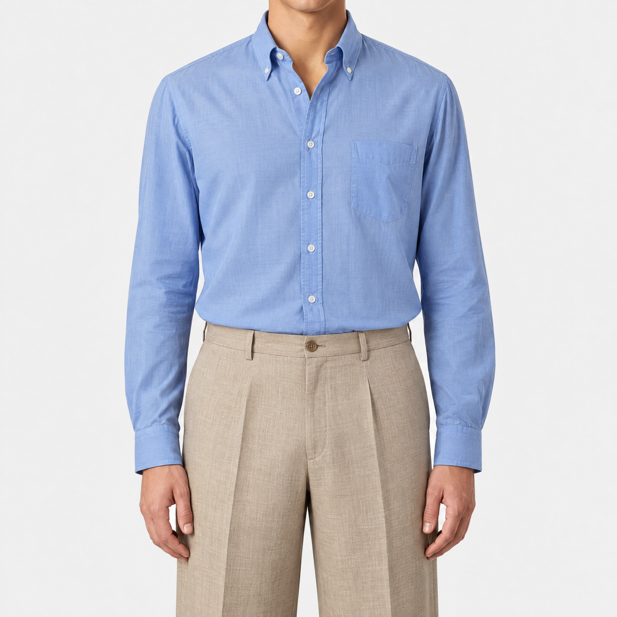 Light Blue Cotton Button-Down Shirt