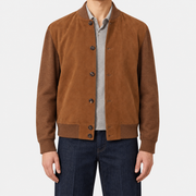 On-model | Brown Suede Cashmere Bomber Jacket