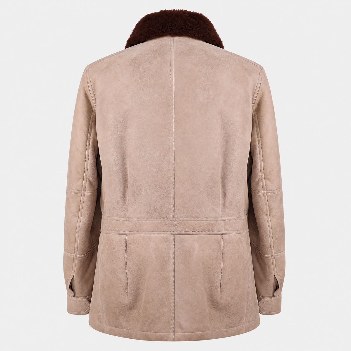 Suede Shearling Safari Jacket Beige