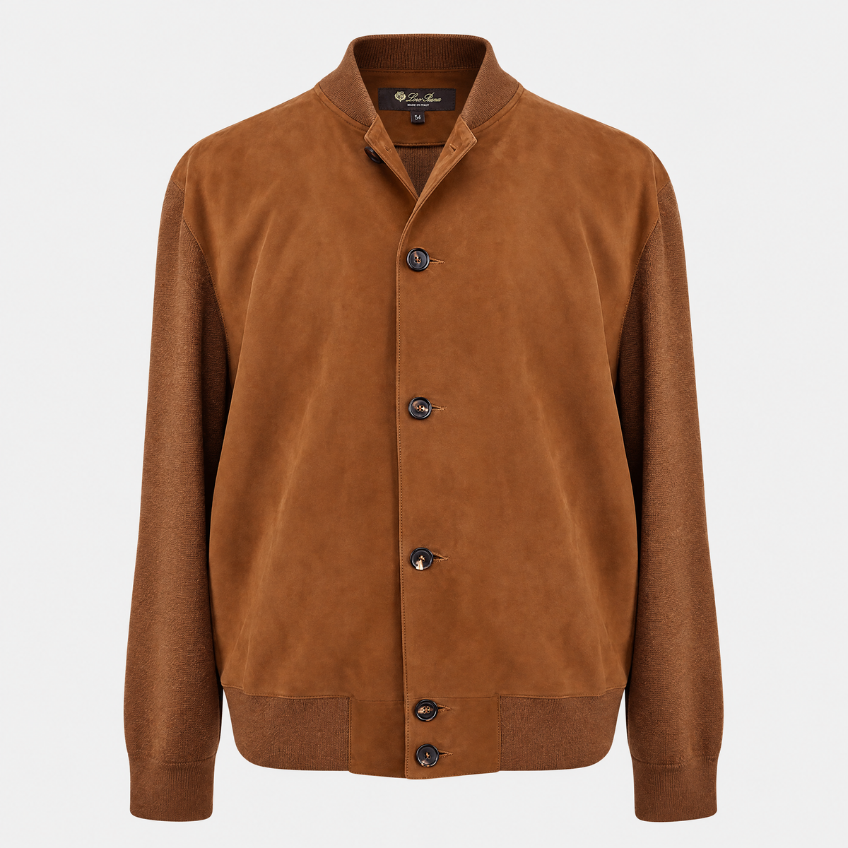 Brown Suede Cashmere Bomber Jacket
