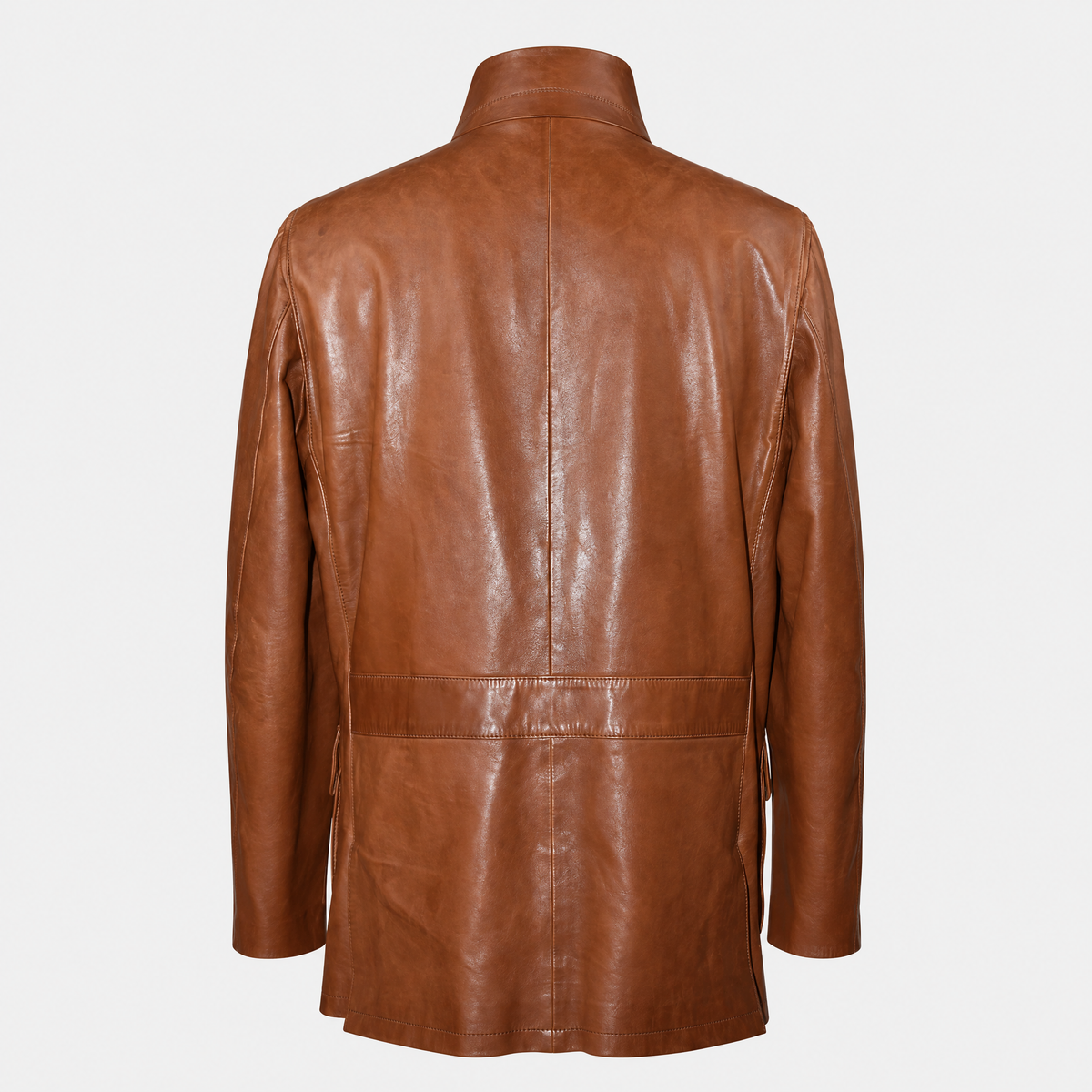 Cognac Leather Roadster Jacket