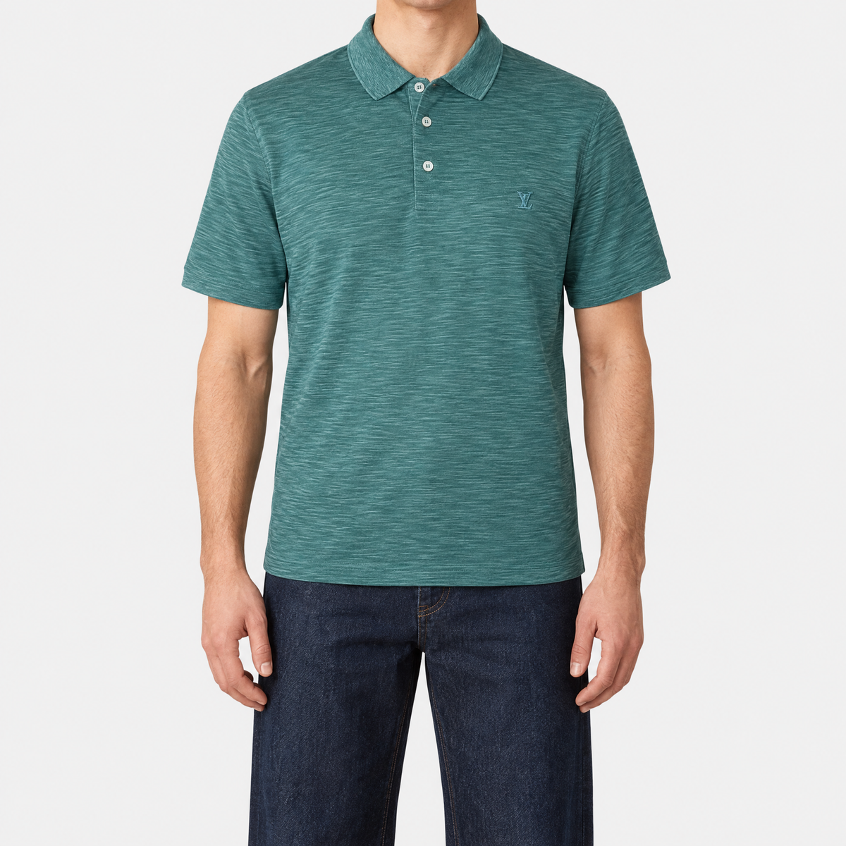 Green Melange Cotton Poloshirt (XL)