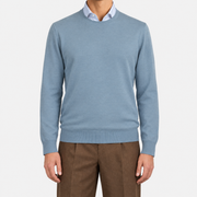 On-model | Light Petrol Virgin Wool Sweater (EU 48)