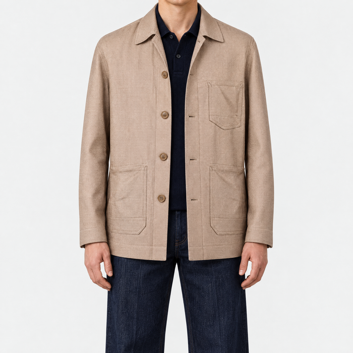 Beige Burnham Linen Cotton Silk Jacket