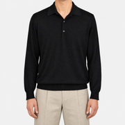 Black Cashmere Longsleeve Polo (EU 58)