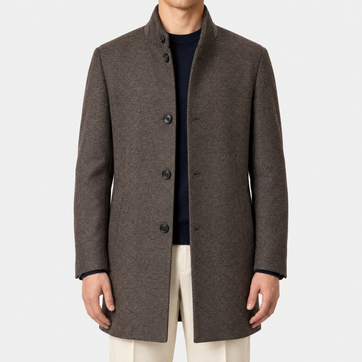 Taupe Cashmere Jersey Coat