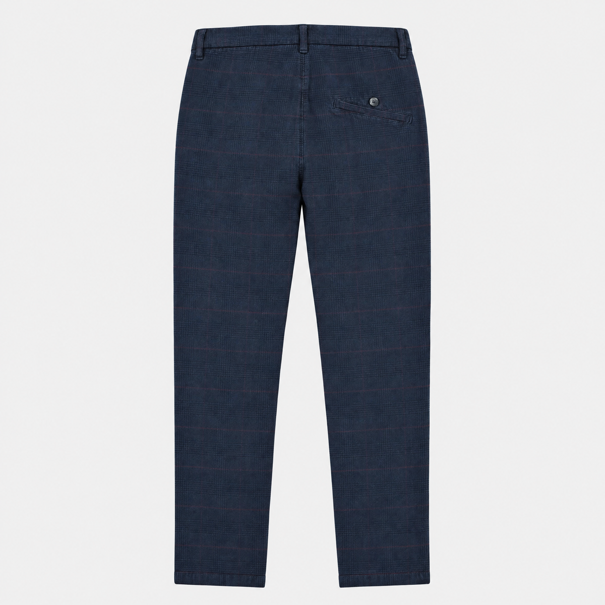 Navy Glen Check Cotton-Blend Pants
