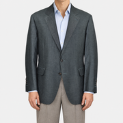Grey Herringbone Blazer Wool