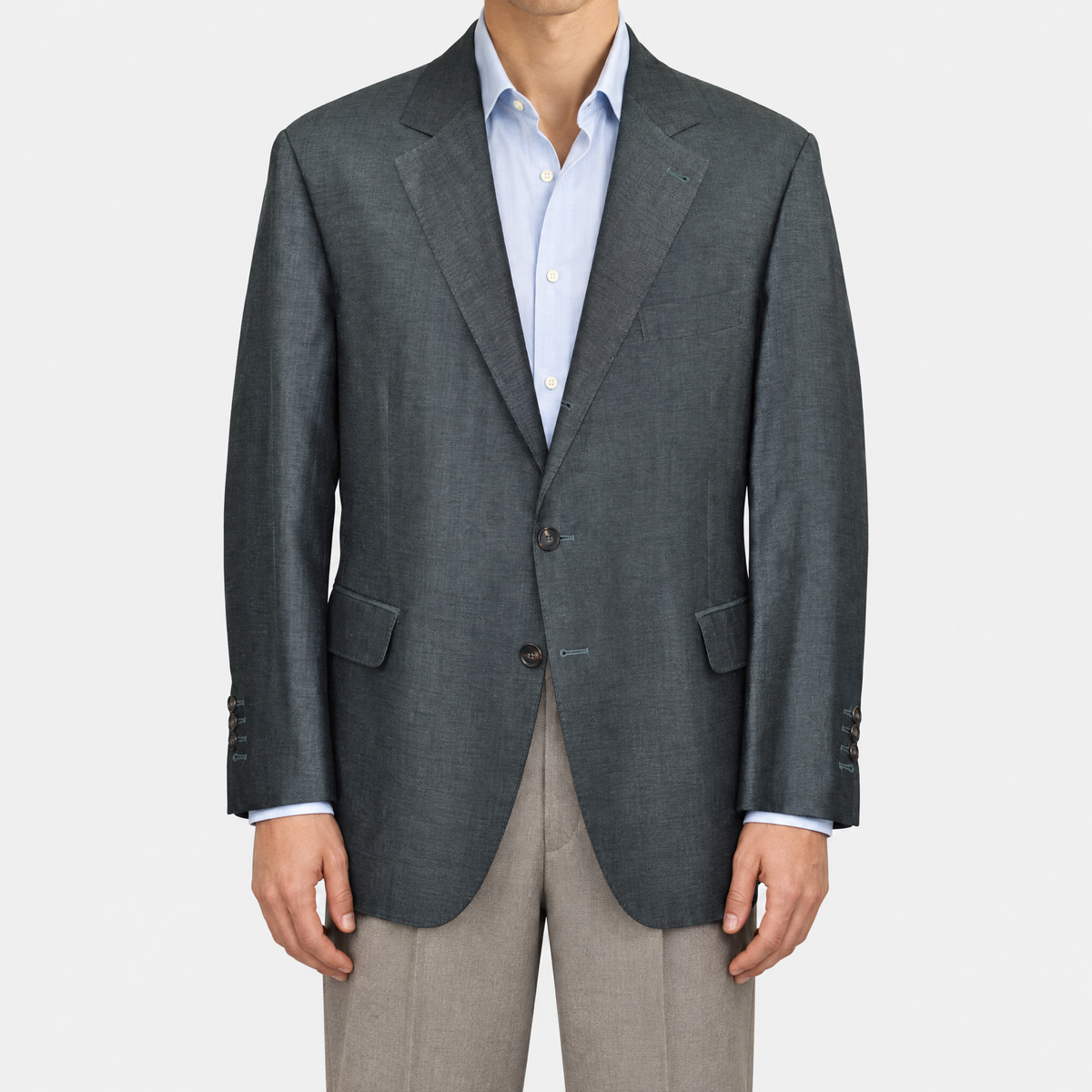 Grey Herringbone Blazer Wool