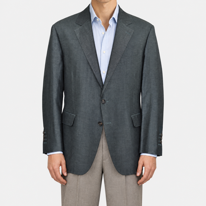 Grey Herringbone Blazer Wool