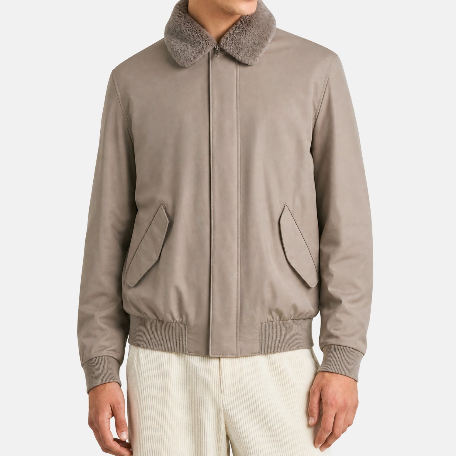 Loro Piana beige Storm System blouson with mink lining