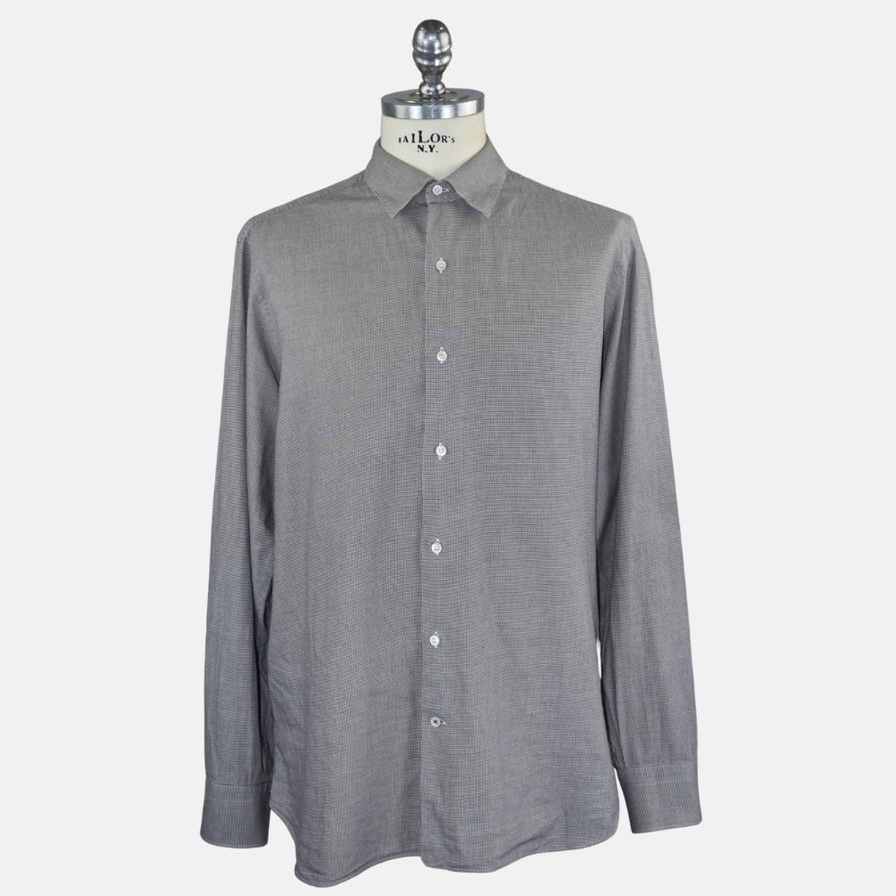 Brown Houndstooth Cotton Shirt