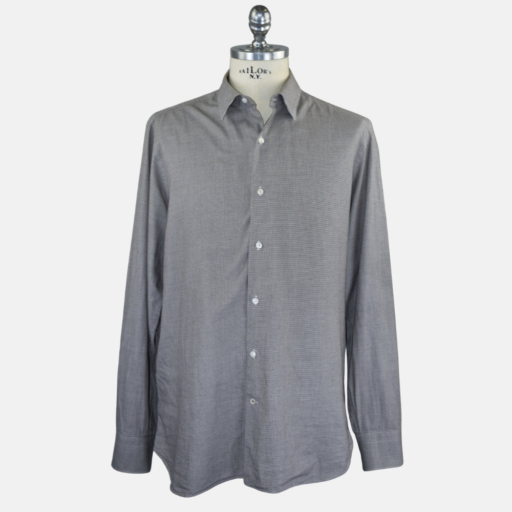 Brown Houndstooth Cotton Shirt