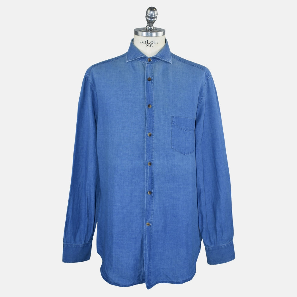 Washed Indigo Linen Cotton Shirt