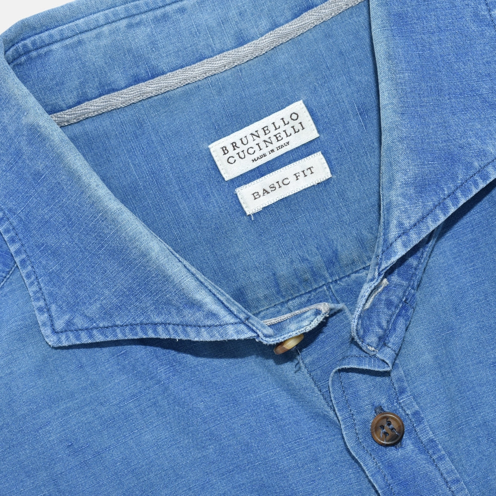Washed Indigo Linen Cotton Shirt