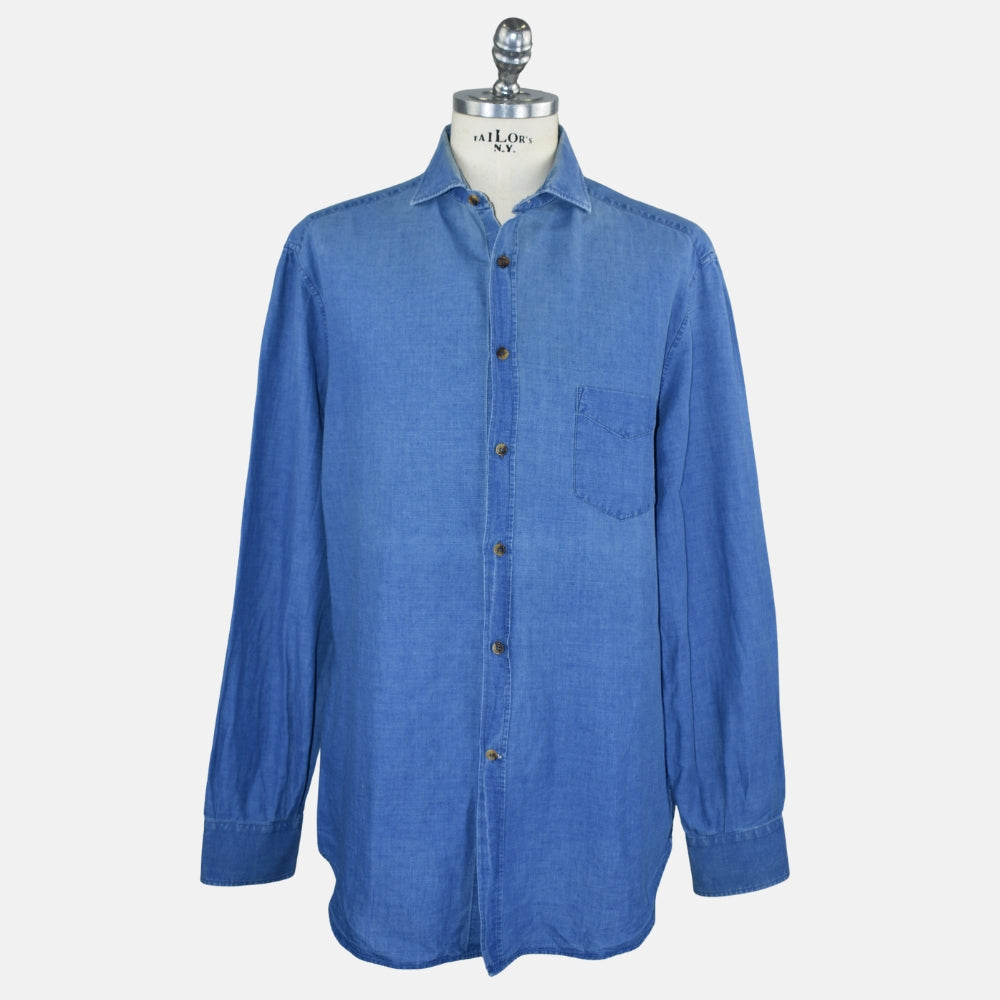 Washed Indigo Linen Cotton Shirt