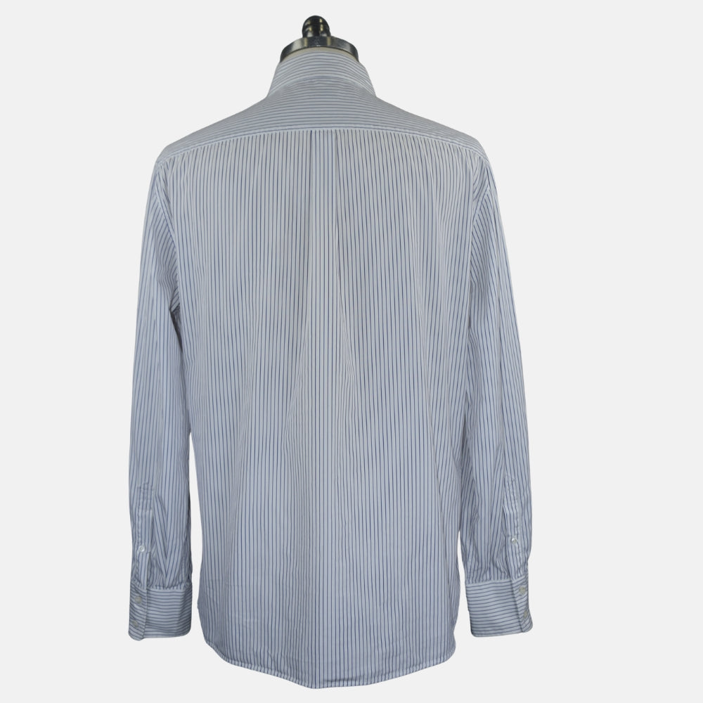 White Navy Stripe Cotton Shirt