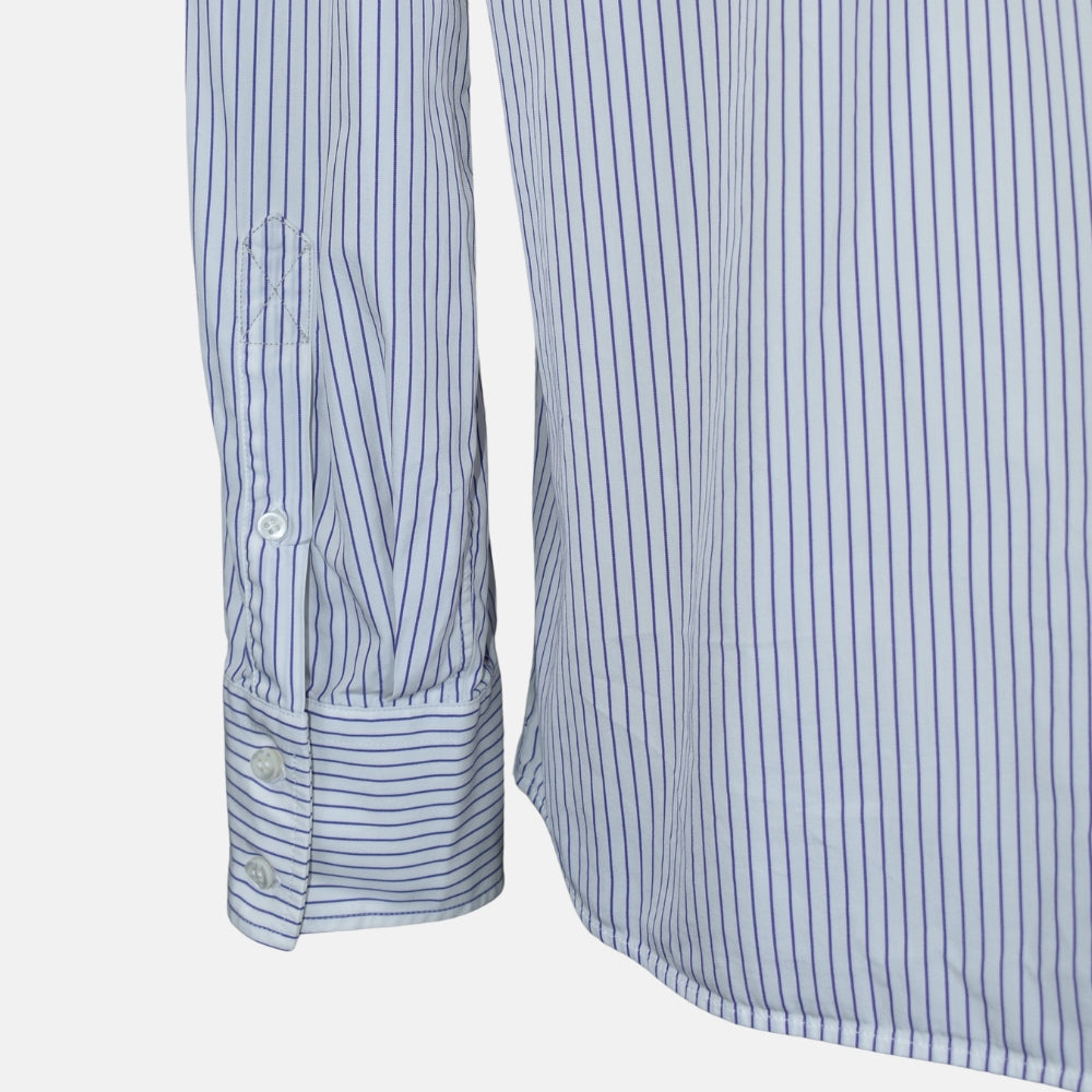 White Navy Stripe Cotton Shirt