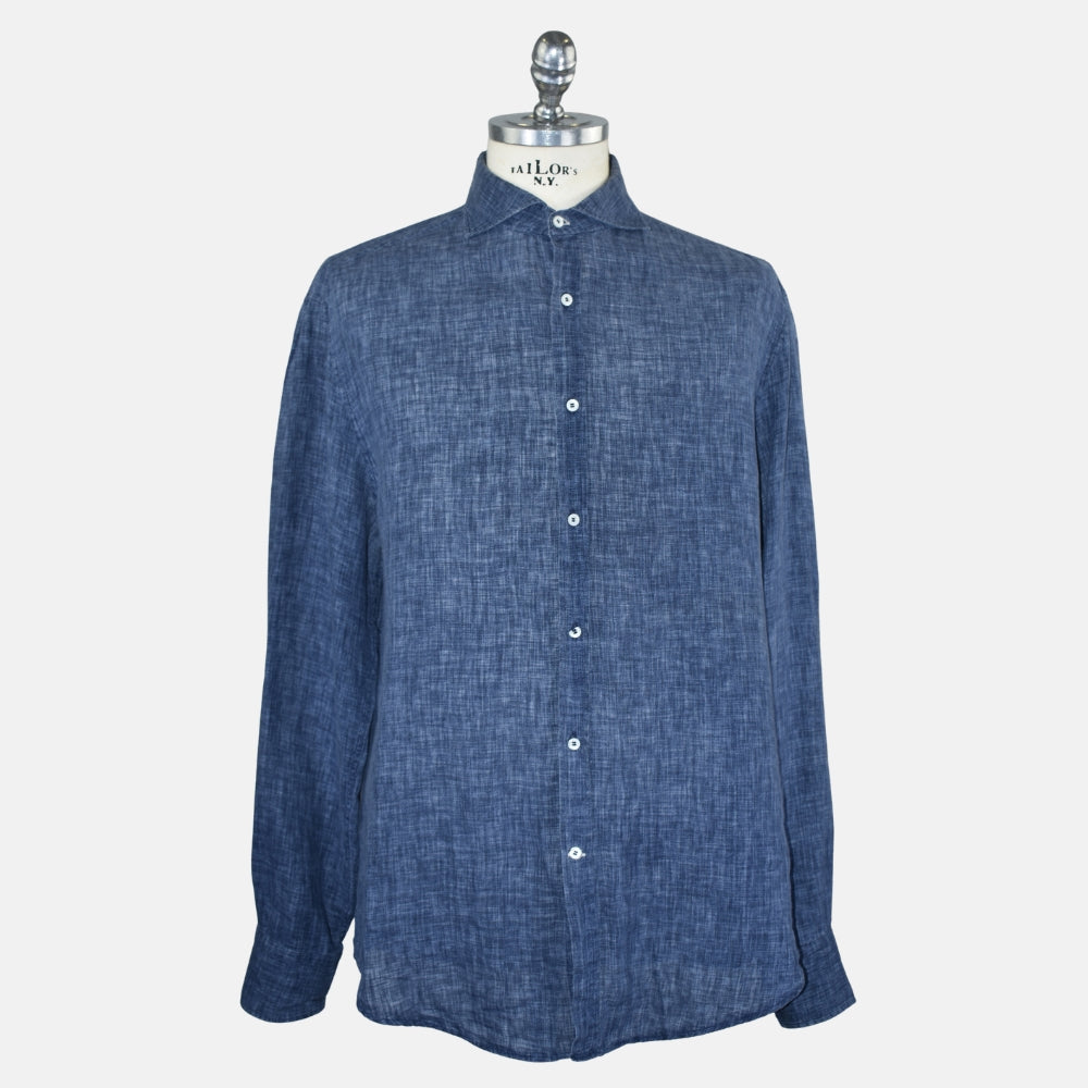 Navy Melange Linen Shirt