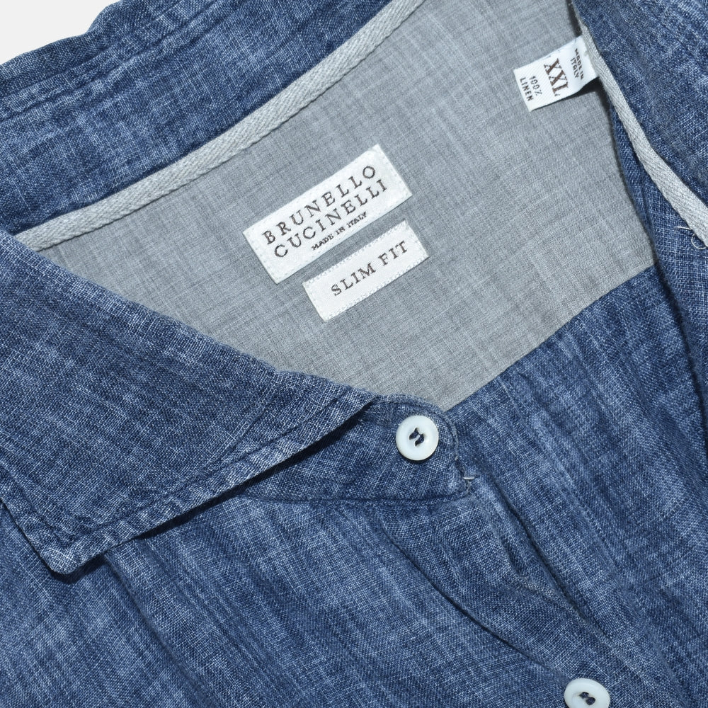 Navy Melange Linen Shirt
