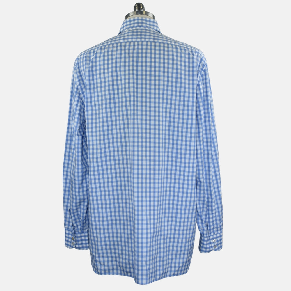 Light Blue Gingham Cotton Shirt