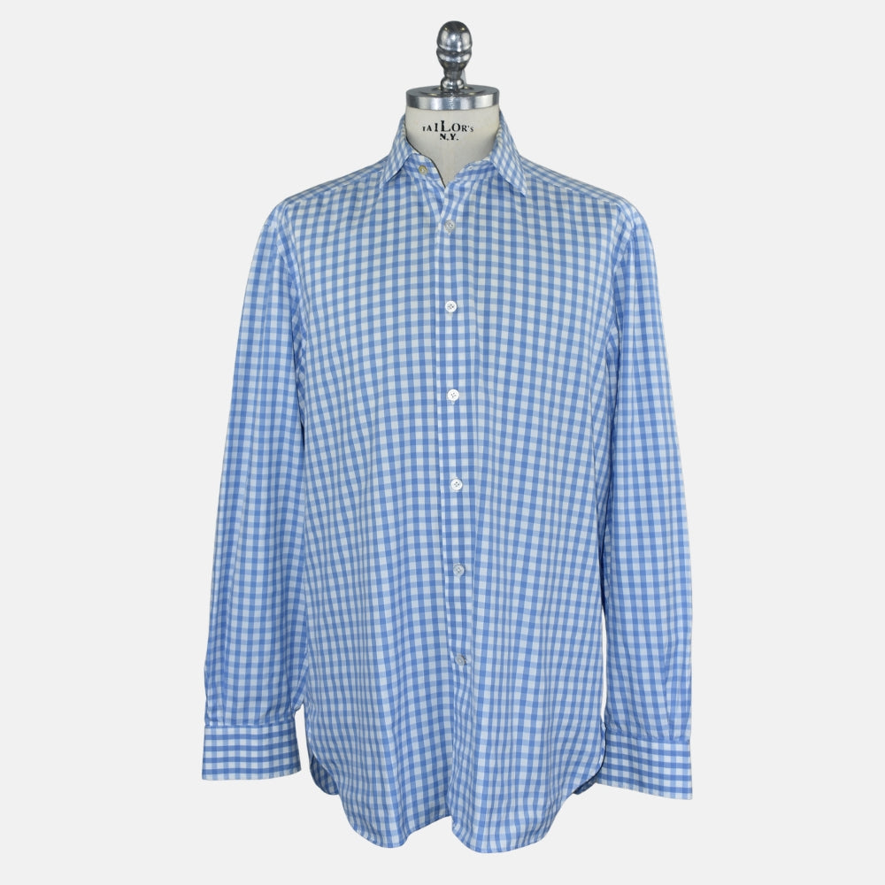 Light Blue Gingham Cotton Shirt