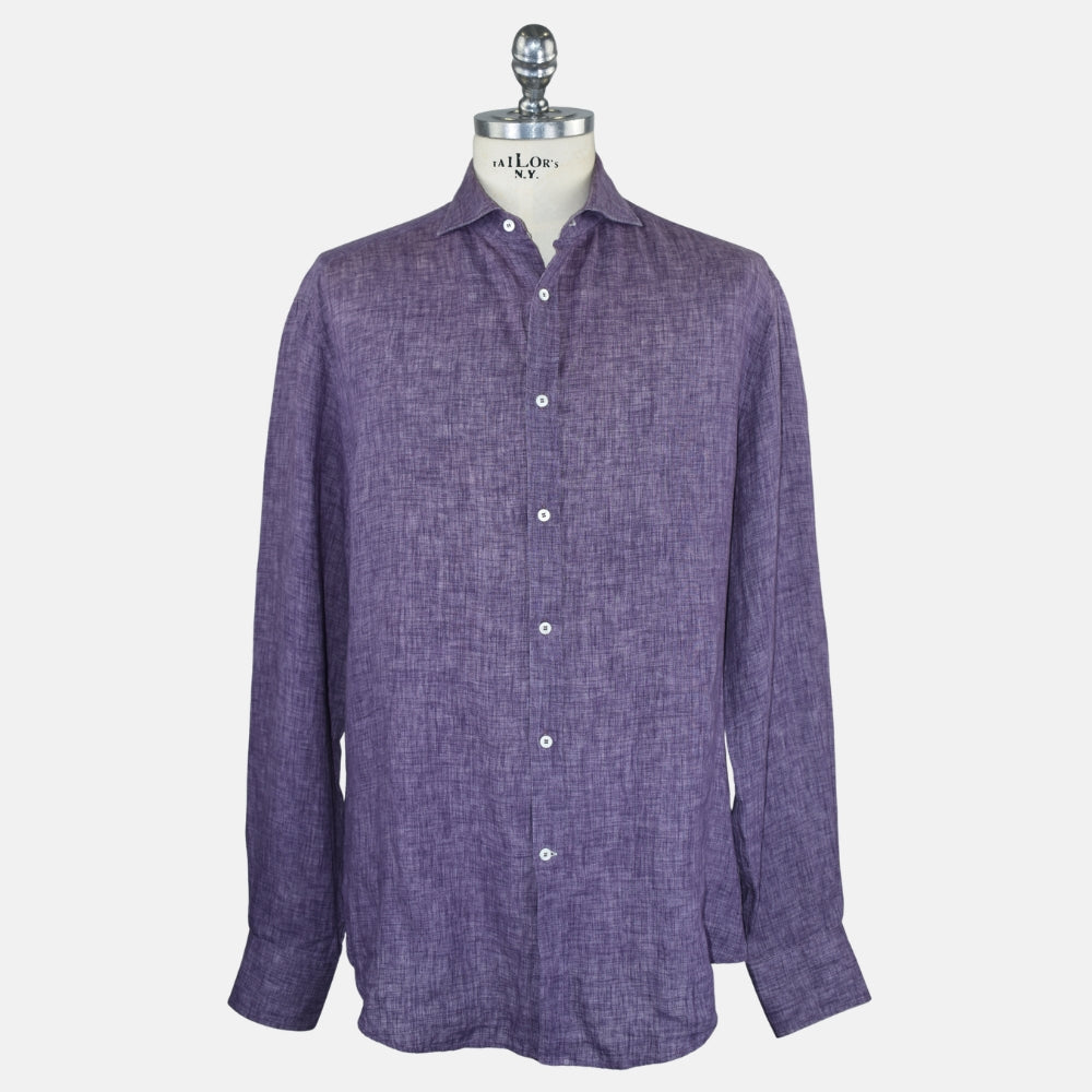 Aubergine Melange Linen Shirt