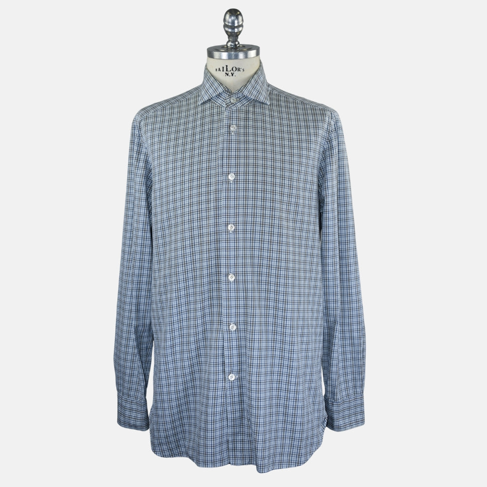 Blue Navy Check Cotton Shirt