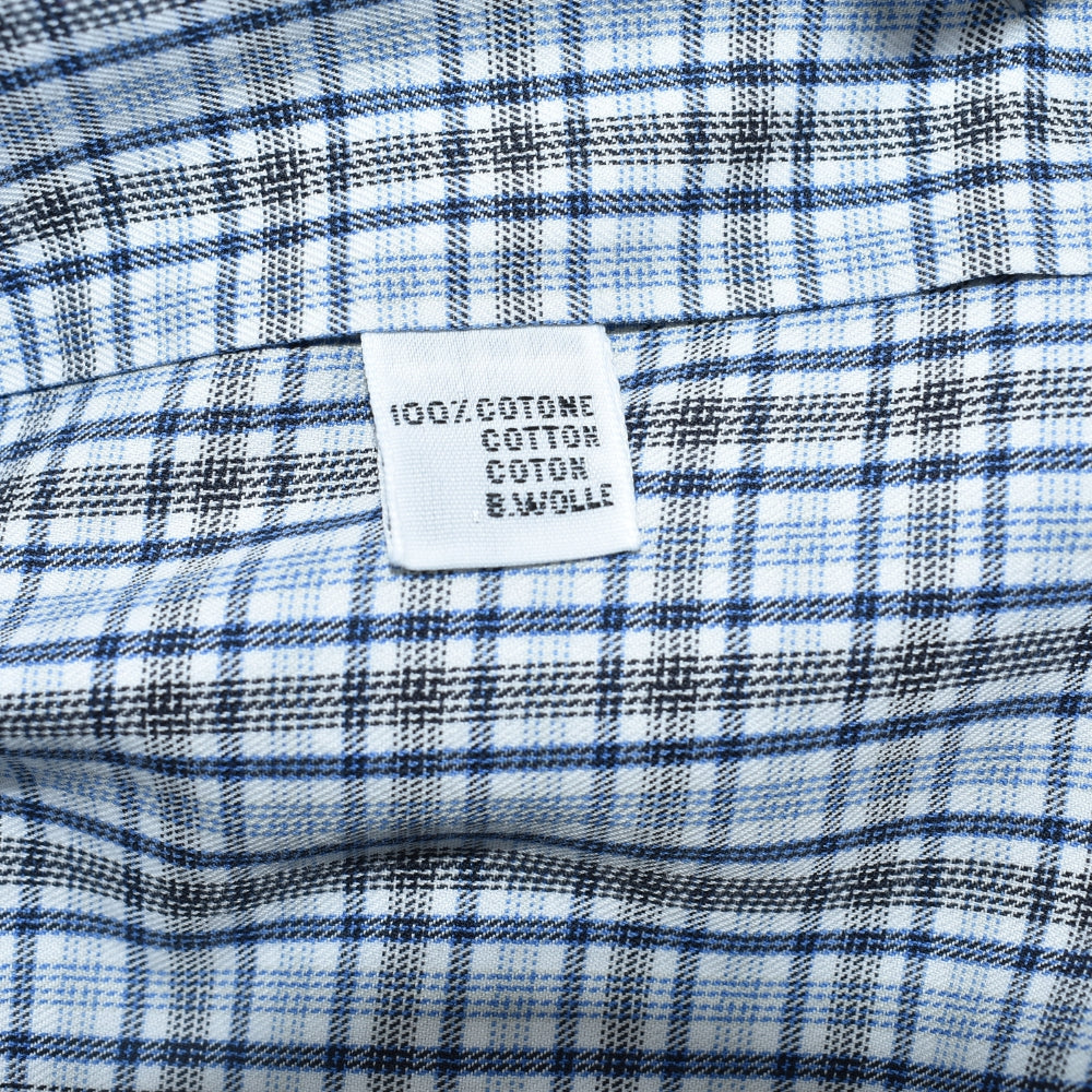 Blue Navy Check Cotton Shirt