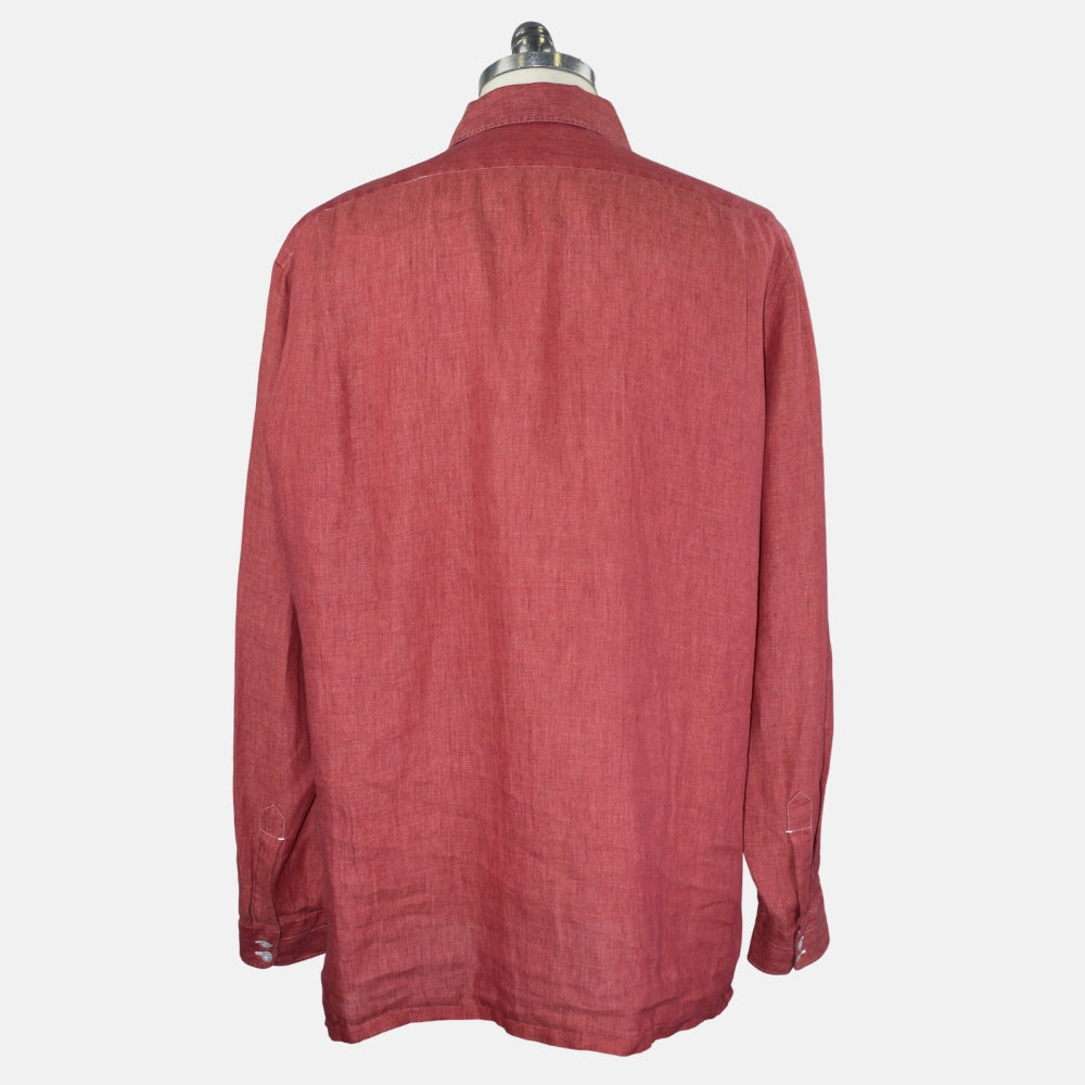 Coral Red Linen Shirt