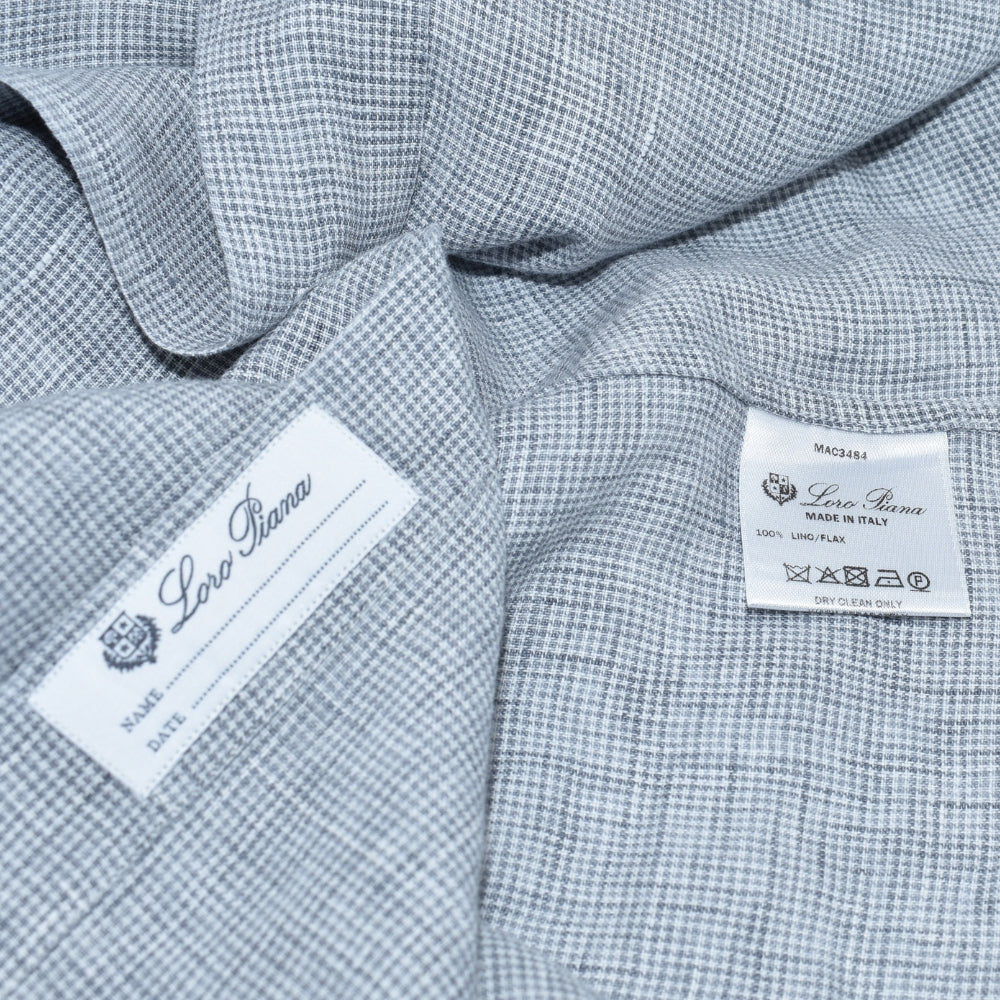 Grey Houndstooth Linen Shirt