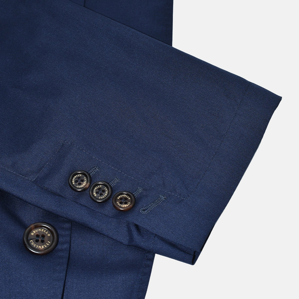 Navy Wool Silk Blazer
