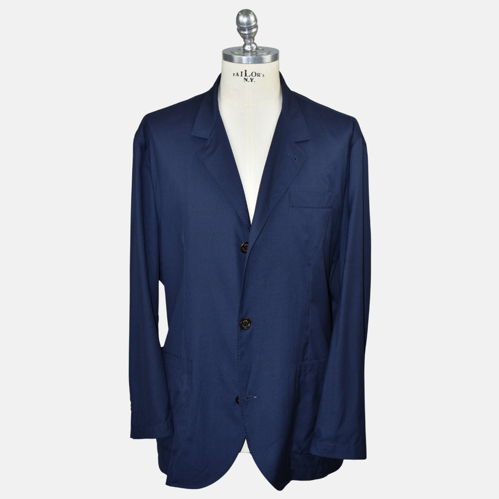 Navy Wool Silk Blazer