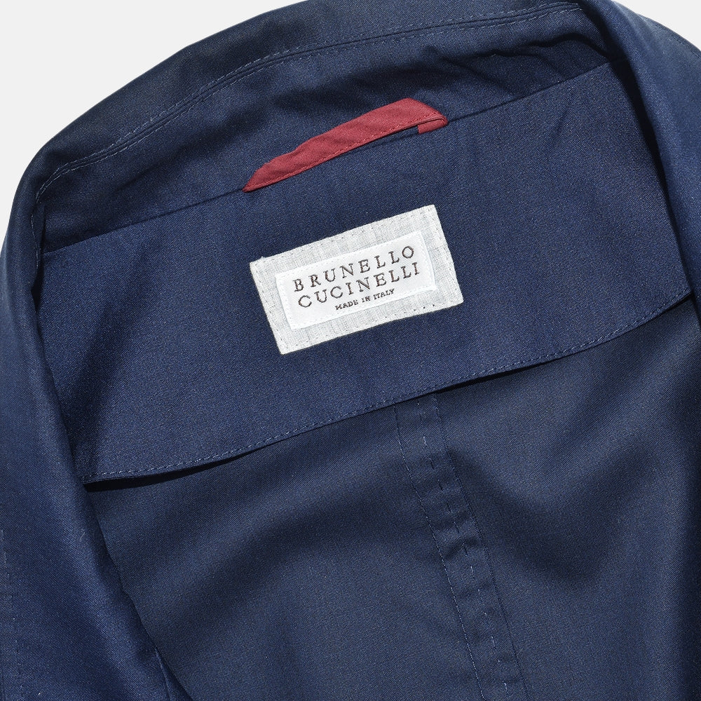Navy Wool Silk Blazer
