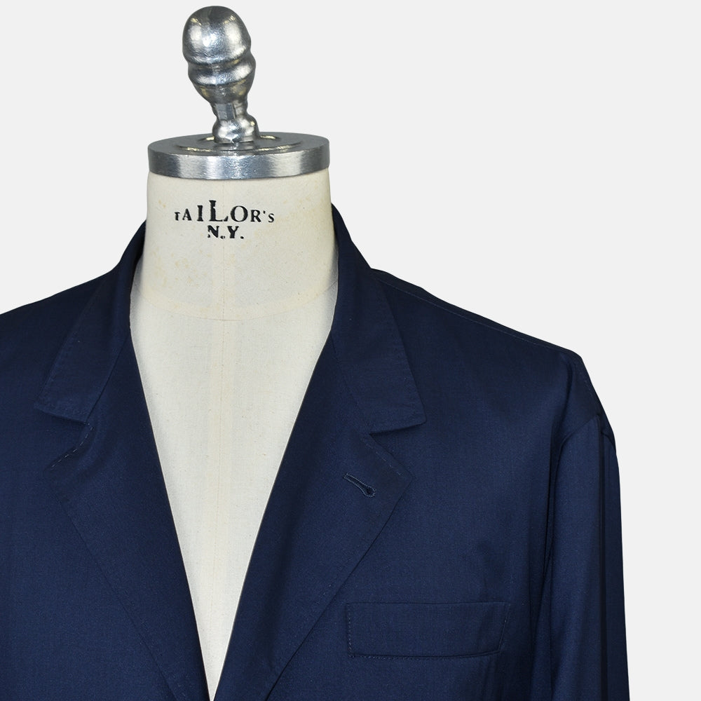 Navy Wool Silk Blazer