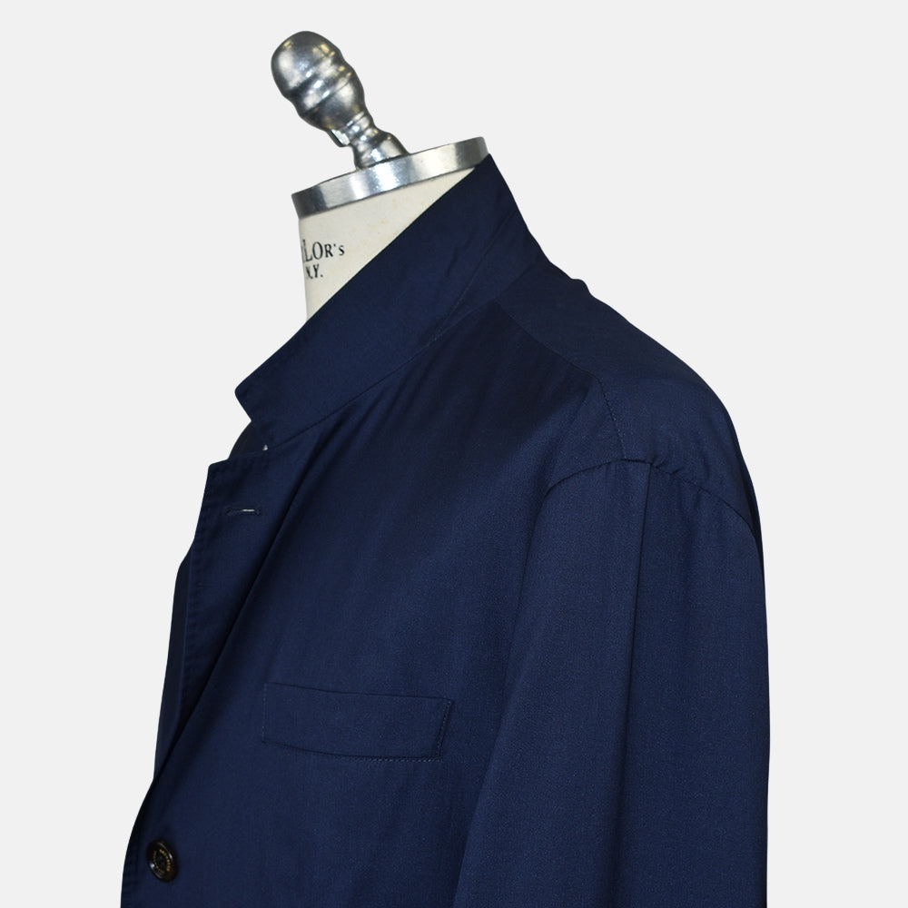 Navy Wool Silk Blazer
