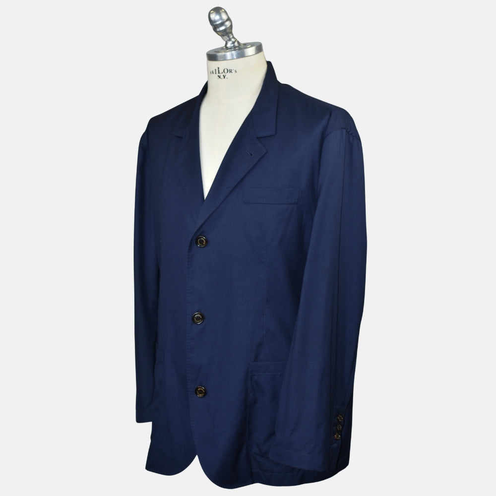 Navy Wool Silk Blazer