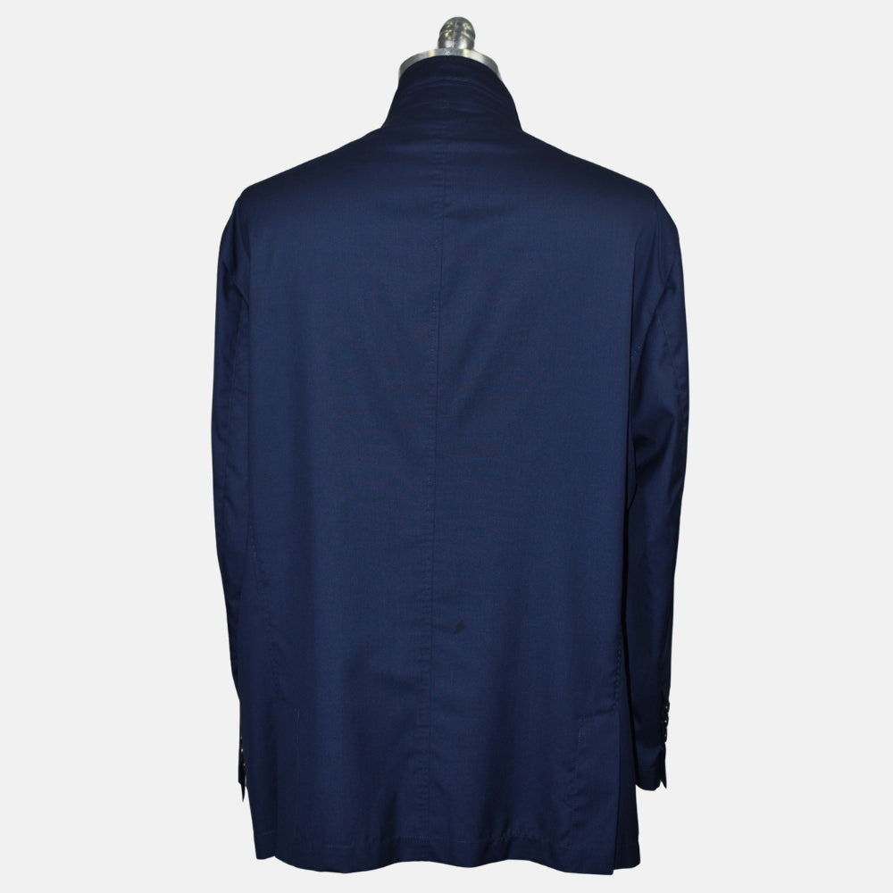 Navy Wool Silk Blazer