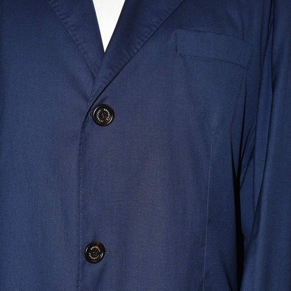 Navy Wool Silk Blazer