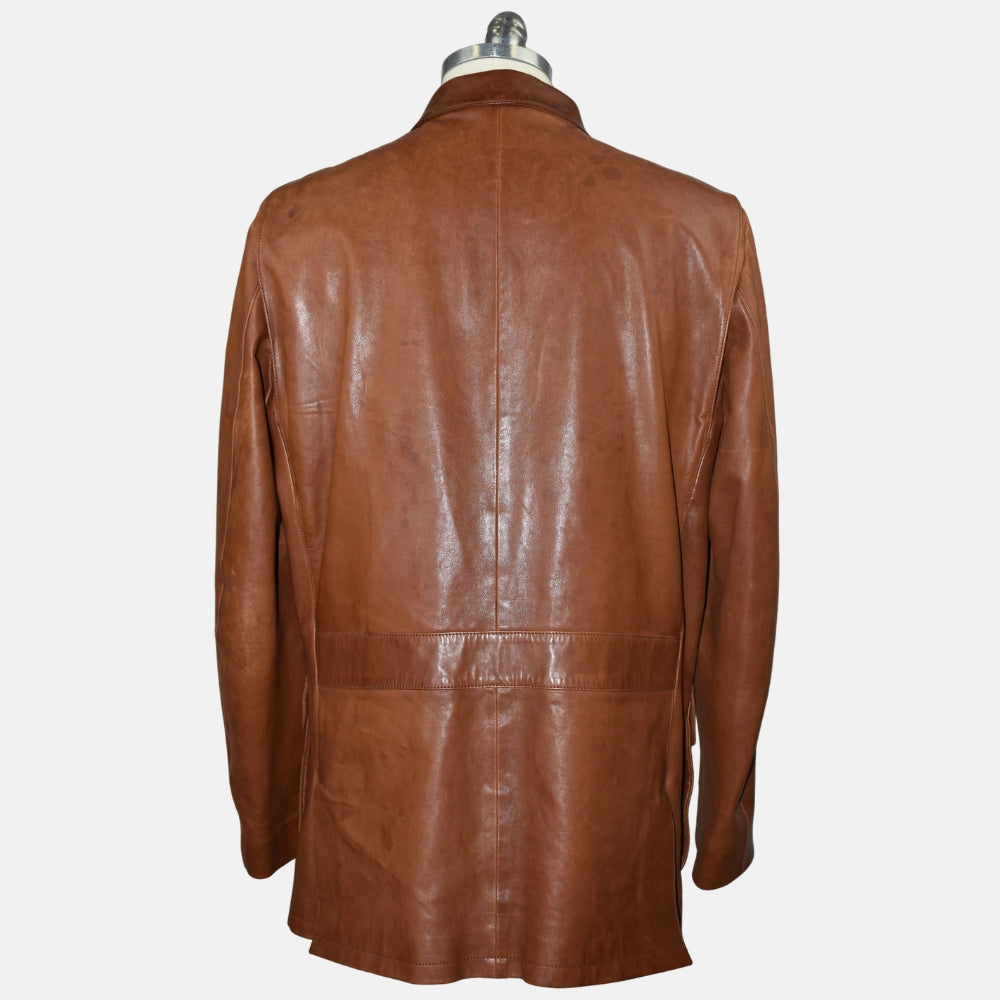 Cognac Leather Roadster Jacket
