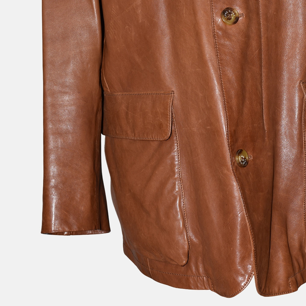 Cognac Leather Roadster Jacket