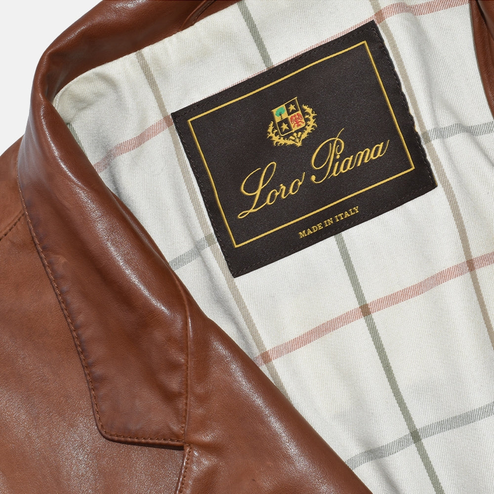 Cognac Leather Roadster Jacket