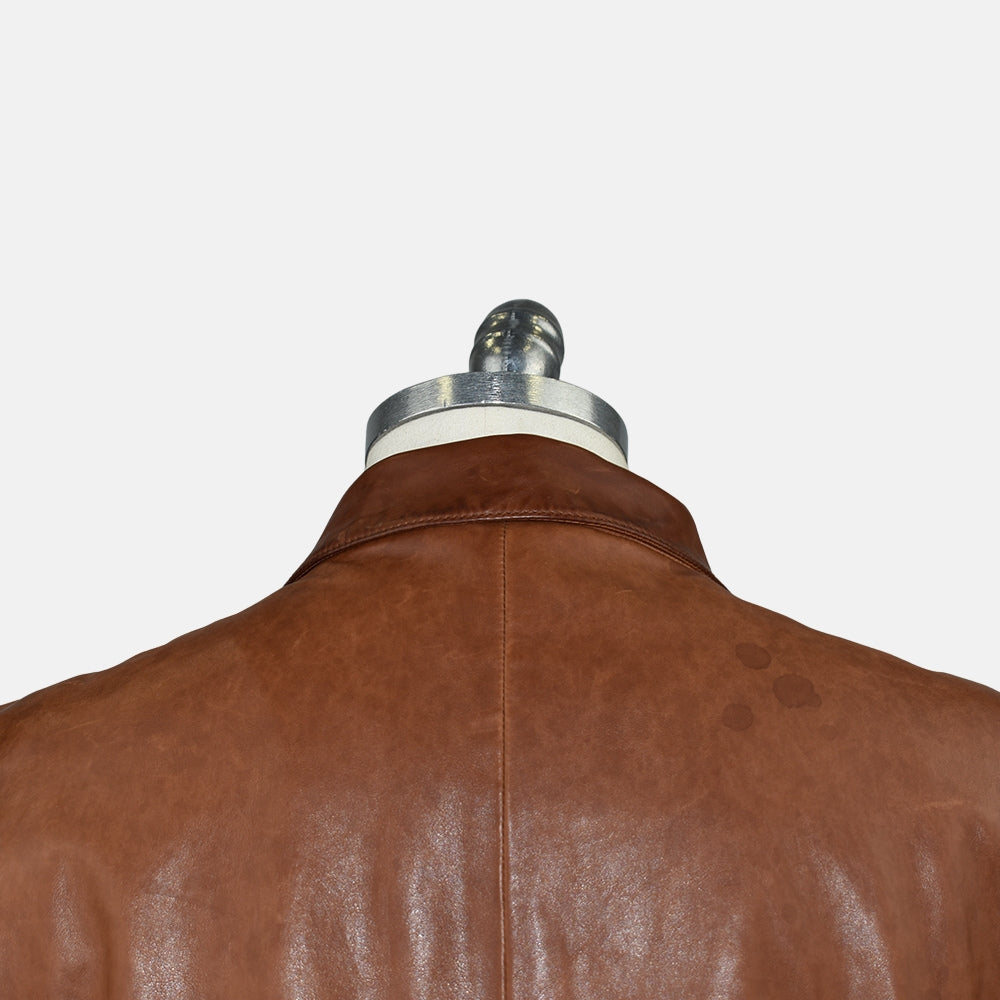 Cognac Leather Roadster Jacket