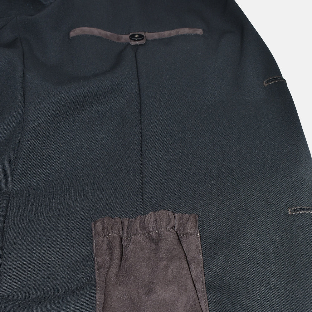 Brown Leather Peak Lapel Blazer