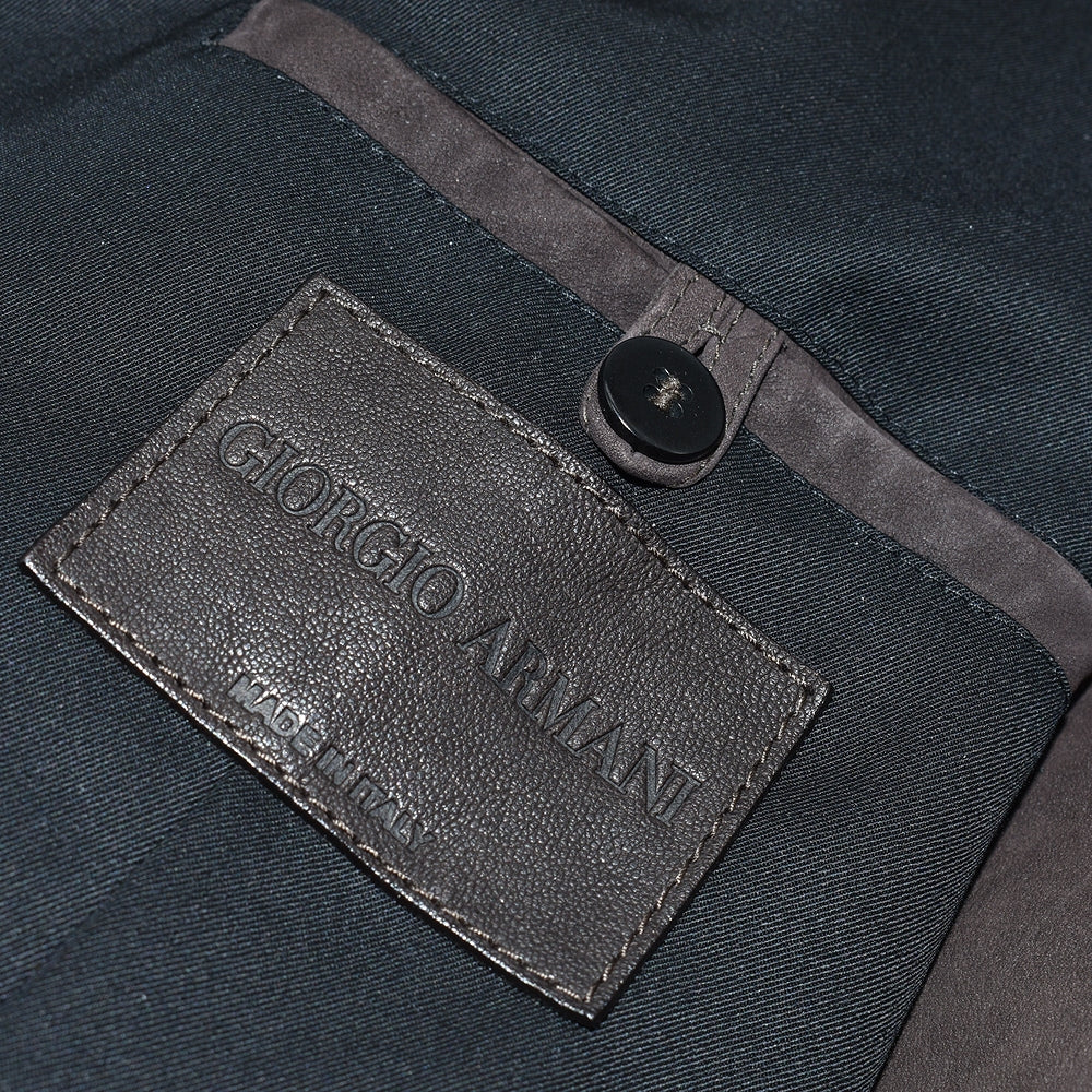 Brown Leather Peak Lapel Blazer
