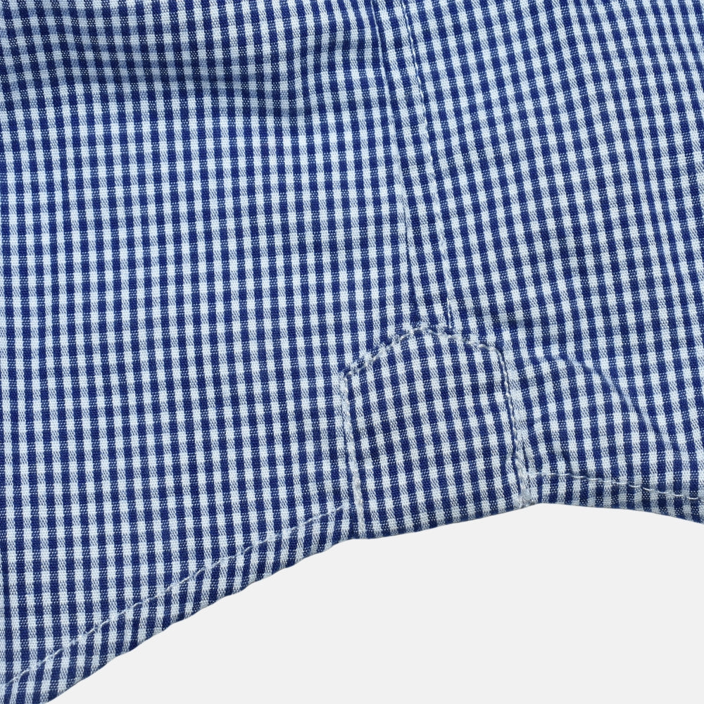 Navy Gingham Button-Down Cotton Shirt