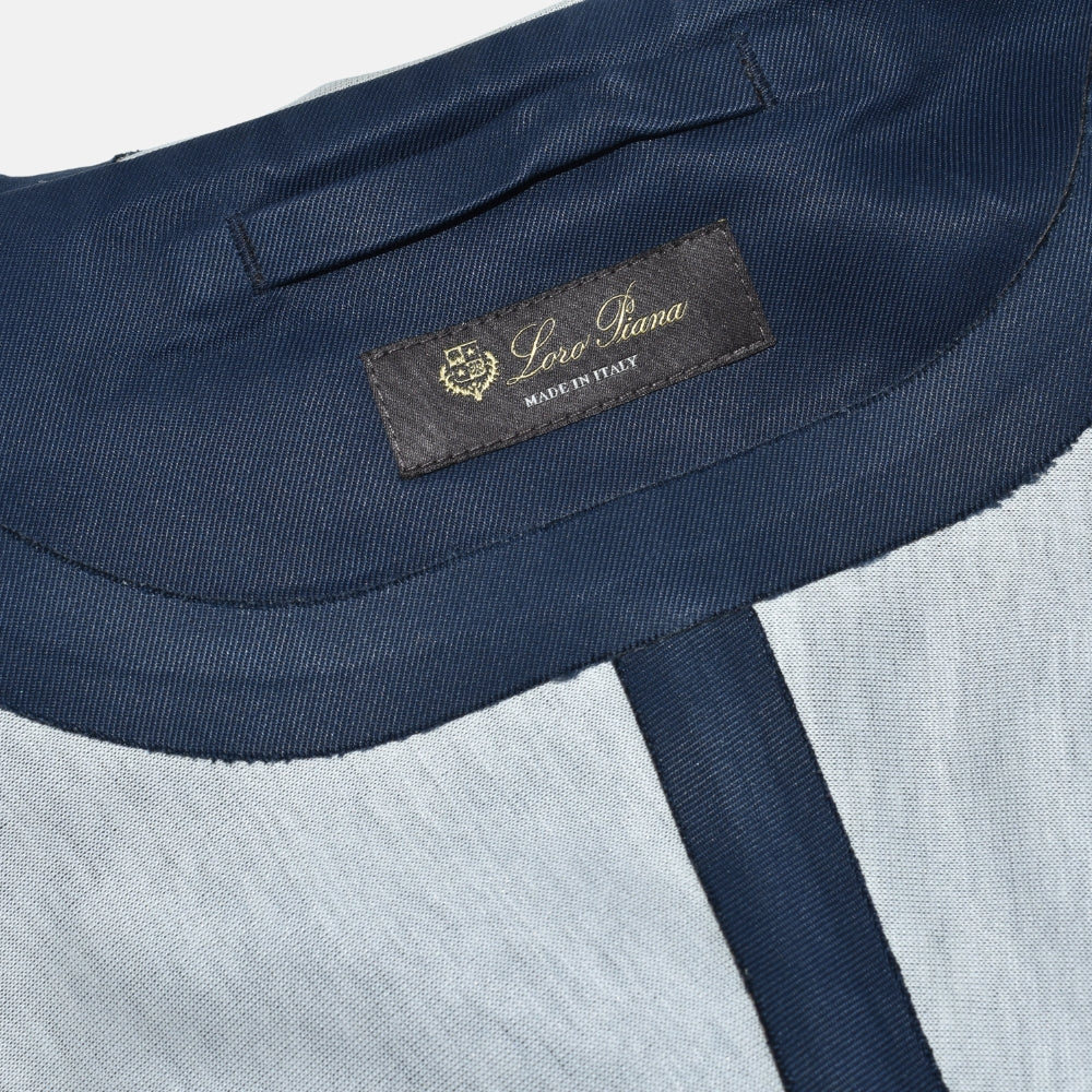 Navy Rain System Hooded Silk Jacket